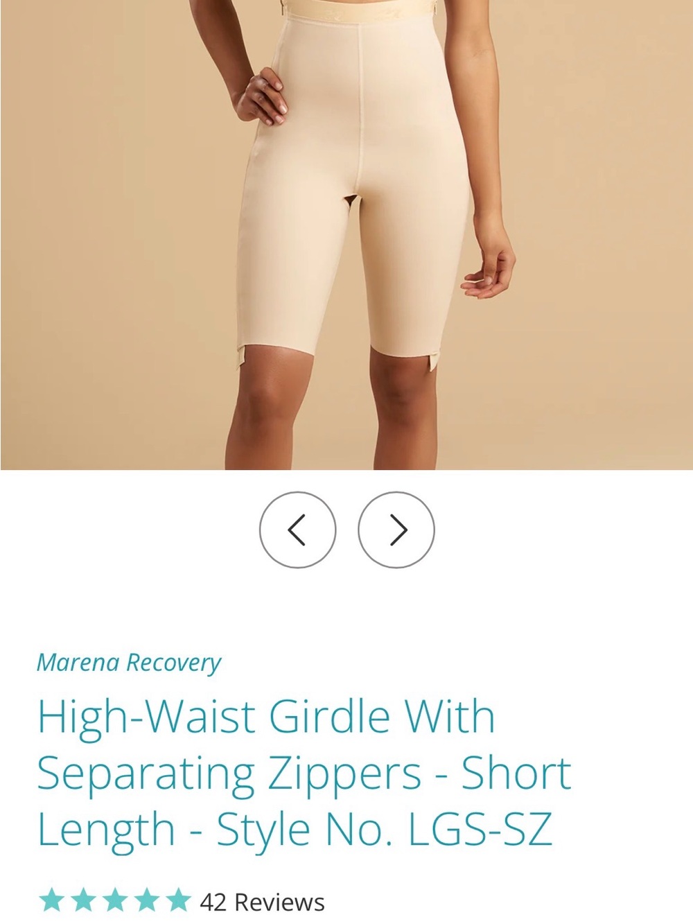 Marena Recovery High-Waist Beige Shaping Shorts with Separating Zippers